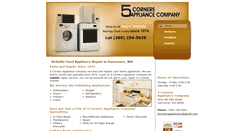 Desktop Screenshot of 5cornersappliance.com